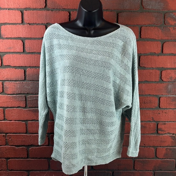 Tahari Woman's Teal Linen Knit‎ Sheer Sweater Large - Picture 1 of 7